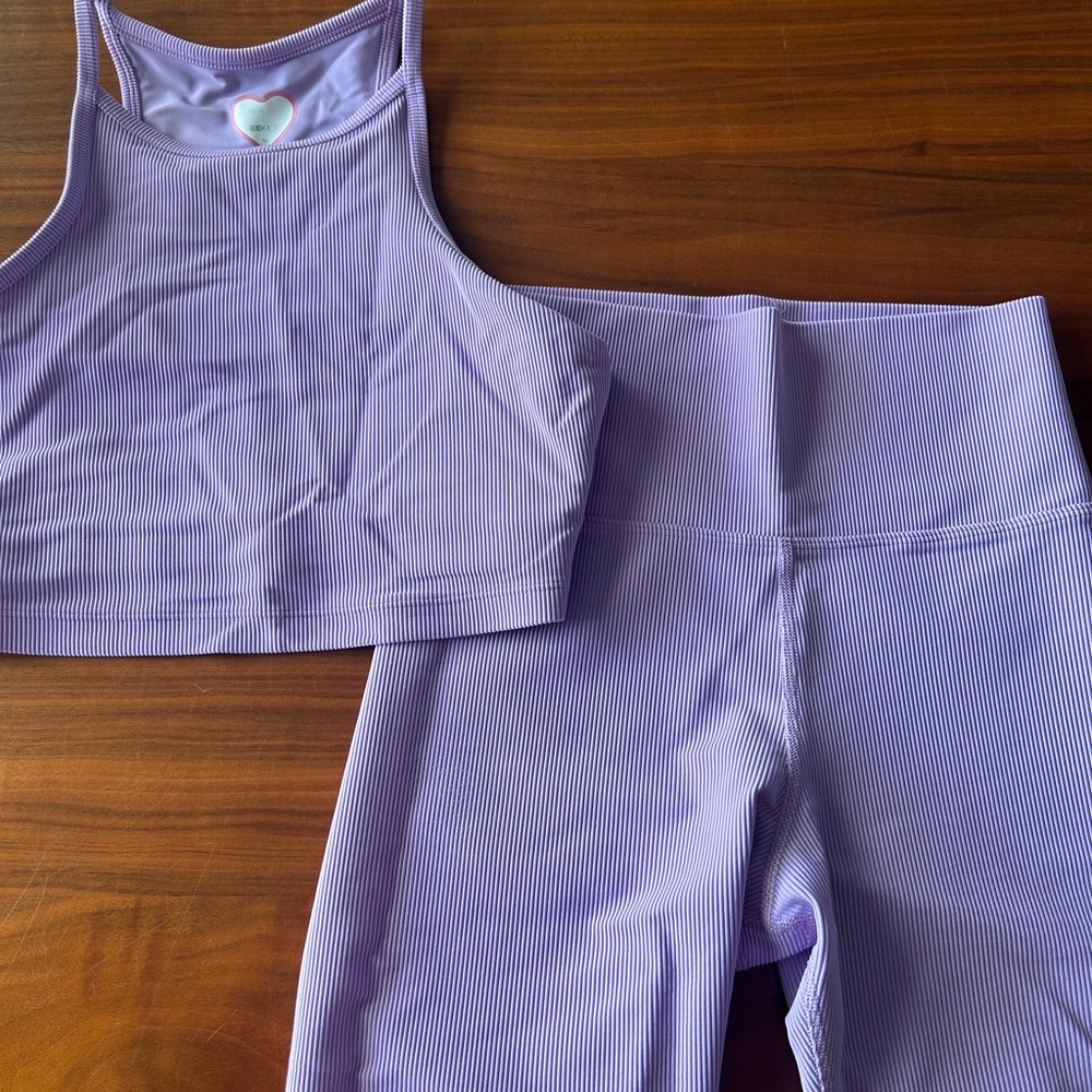 Beach Riot lavender workout set